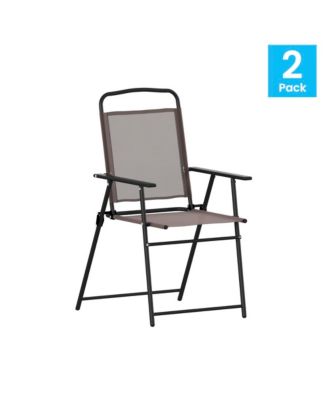 Munroe Set Of 2 Textilene Folding Sling Style Patio Chairs With Armrests