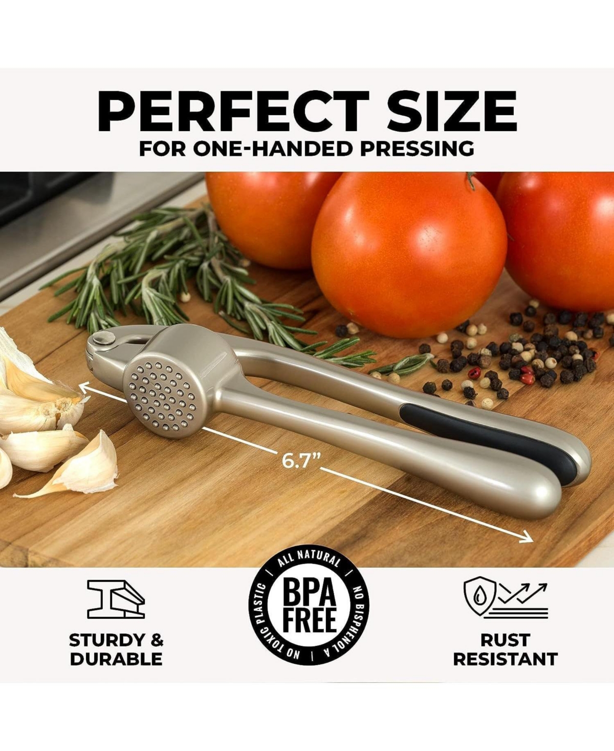 Zulay Kitchen Premium Garlic Press Set - Rust Proof & Dishwasher Safe Professional Garlic Mincer Tool