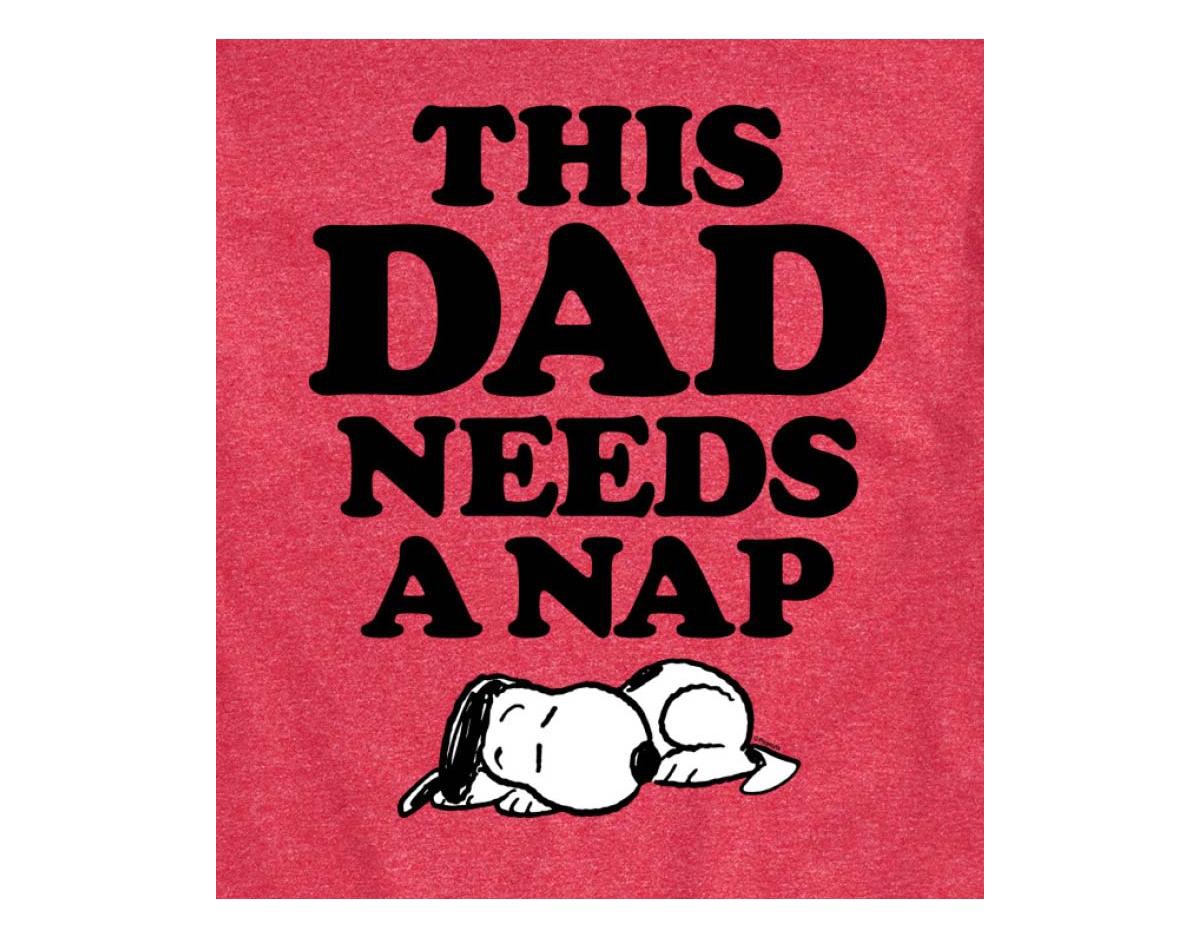 Airwaves Hybrid Apparel Peanuts Dad Nap Mens Short Sleeve Tee In Hthr Red
