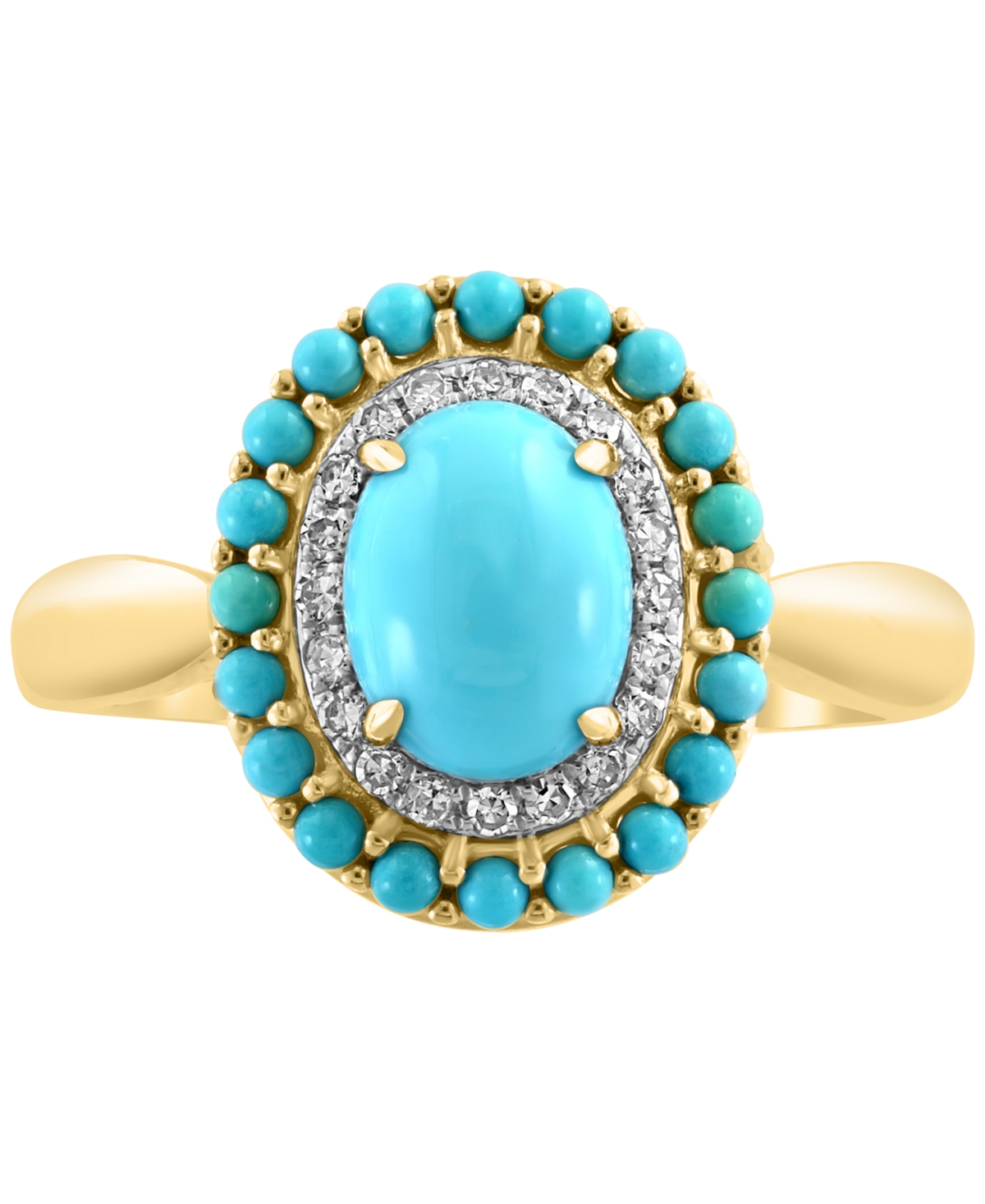 Effy Turquoise & Diamond (1/10 ct. t.w.) Halo Ring in 14k Gold - 14K Gold