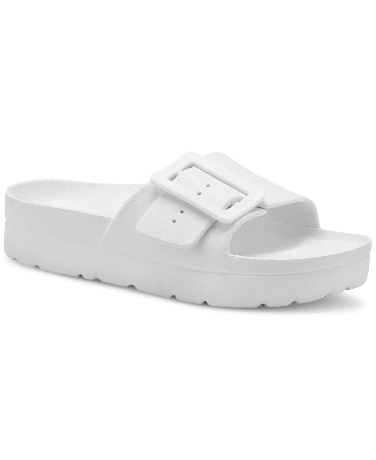 Shop Sun + Stone Remeee Buckle Slide Sandals, Created For Macy's In White
