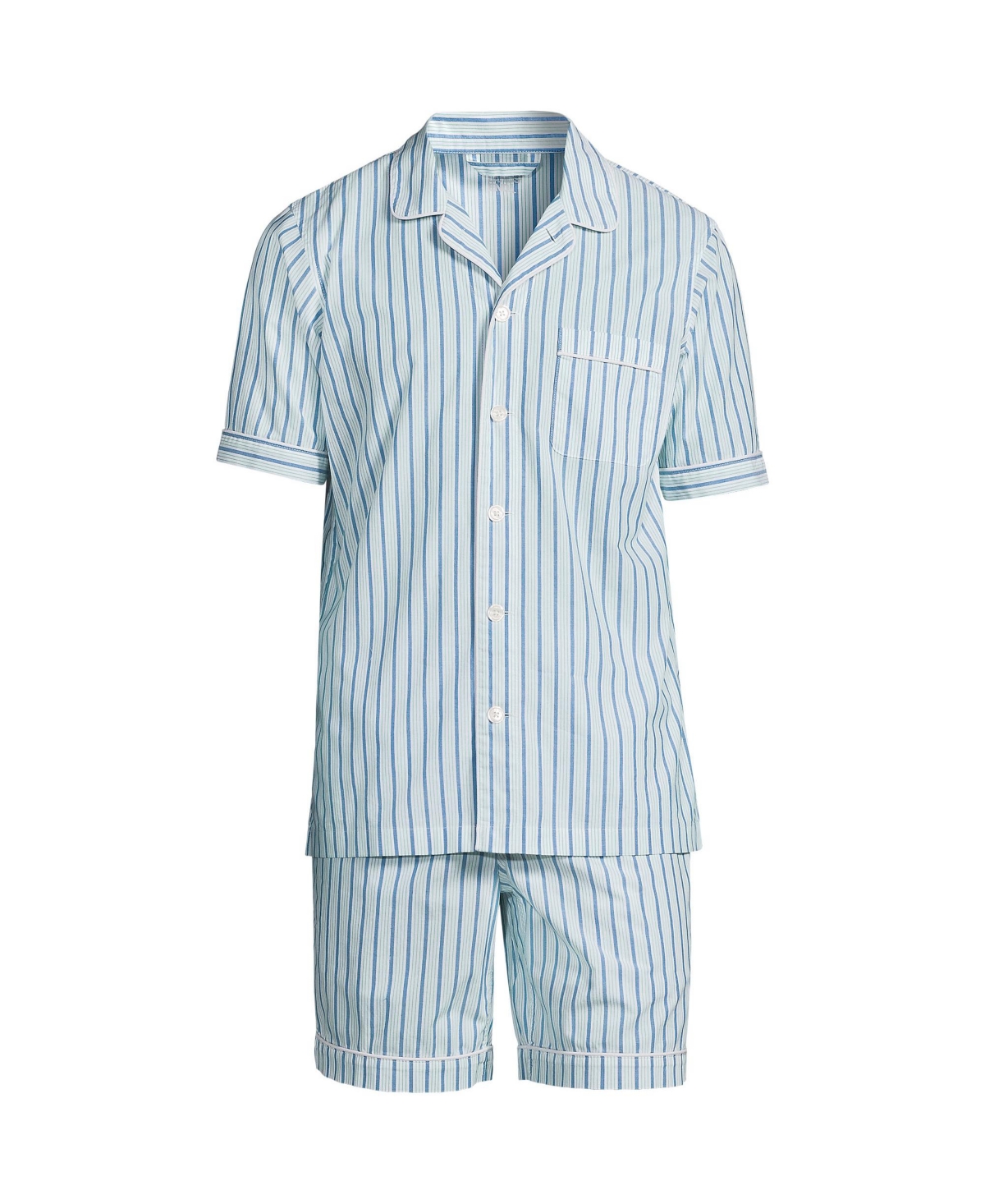 Men's Short Sleeve Essential Pajama Set - Royal cobalt/green stripe