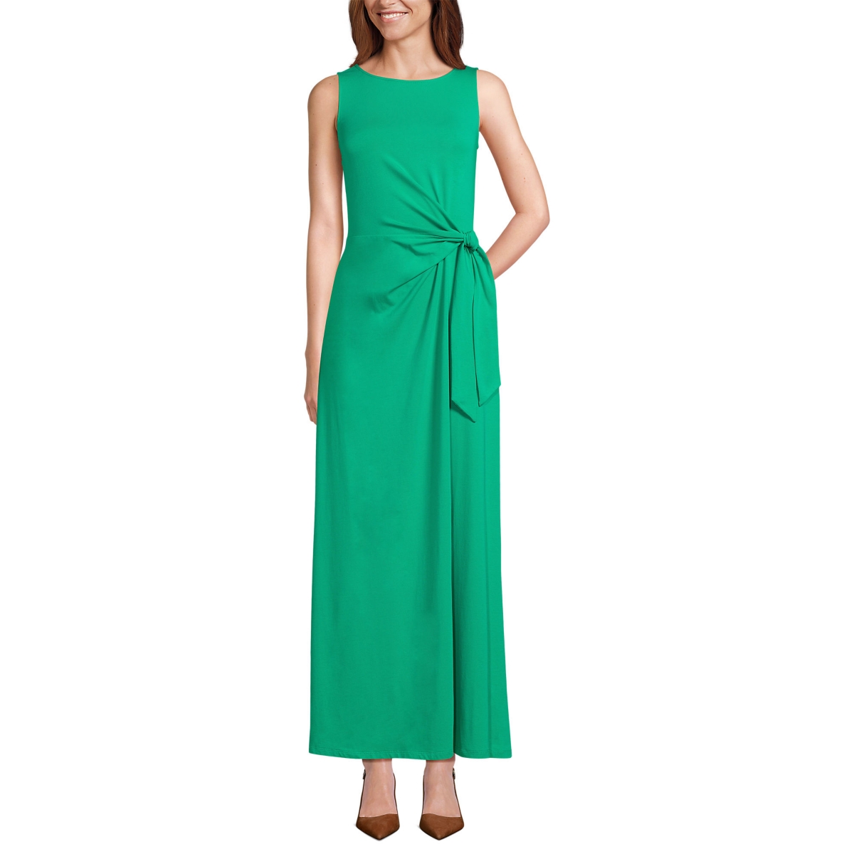 Petite Sleeveless Tie Waist Maxi Dress - Glade green