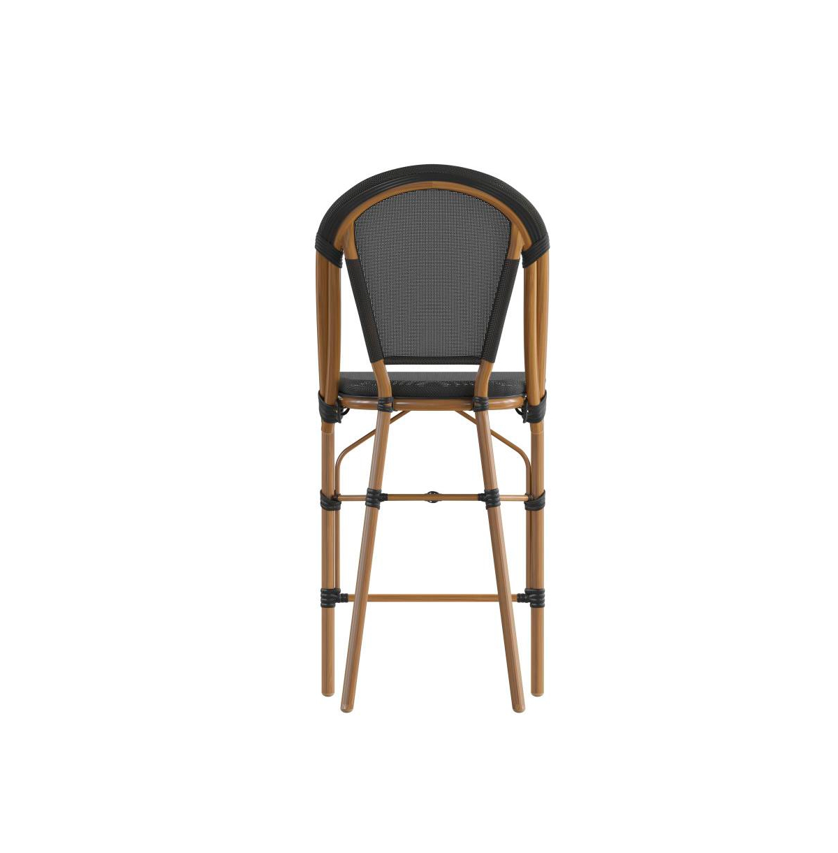 Emma+Oliver Massalia Indoor/Outdoor Bistro Style Counter Stools With Textilene Seat And Metal Frame -natural frame