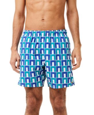 Lacoste - Men's Abstract-Print Quick-Dry 6" Swim Trunks