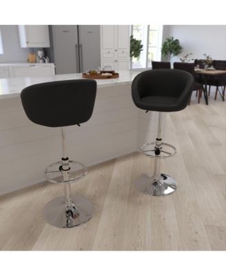 Valencia Bucket Seat Bar And Dining Stool Modern Stool With 360 Swivel, Adjustable Height And Metal Footrest