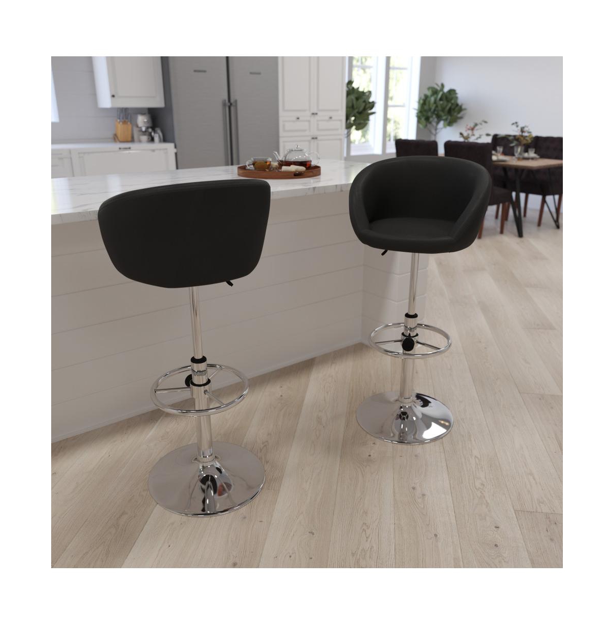 Valencia Bucket Seat Bar And Dining Stool Modern Stool With 360 Swivel, Adjustable Height And Metal Footrest