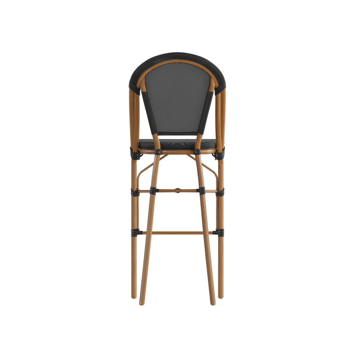 Merrick Lane Mael Set Of Two Stacking Bistro Style Bar Stools With Textilene Backs And Seats And Metal Frames For Indoor/Outdoor Use -natural f