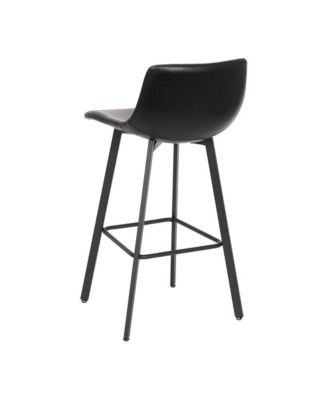 Oretha Set Of 2 Modern Upholstered Stools With Contoured, Low Back Bucket Seats And Iron Frames