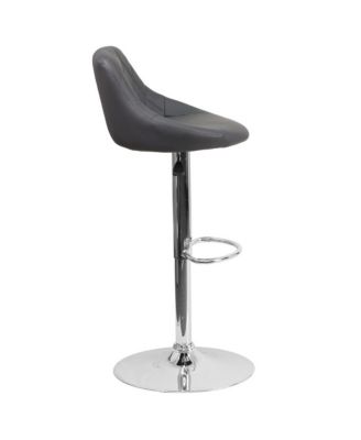 Bucket Seat Adjustable Height Barstool With Diamond Pattern Back