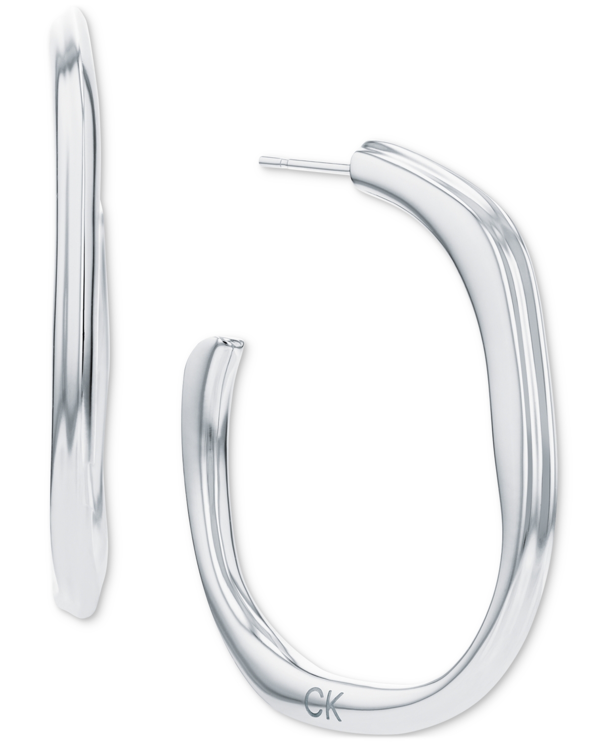 Stainless Steel Medium Structural C-Hoop Earrings, 1.33" - Gold