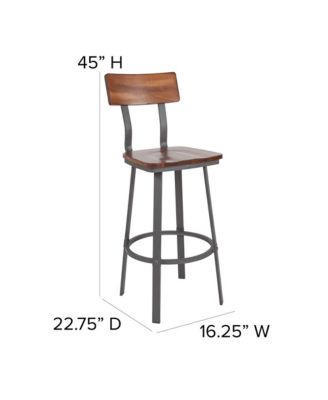 Restaurant Barstool With Wood Seat & Back And Powder Coat Frame