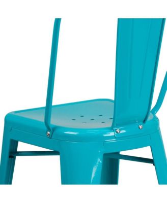 Stella 24" Metal Indoor-Outdoor Counter Stool With Vertical Slat Back And Integrated Footrest