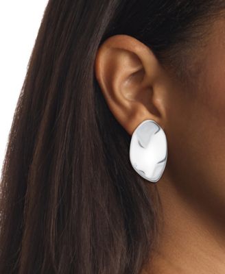 Stainless Steel Logo Structural Drop Earrings 