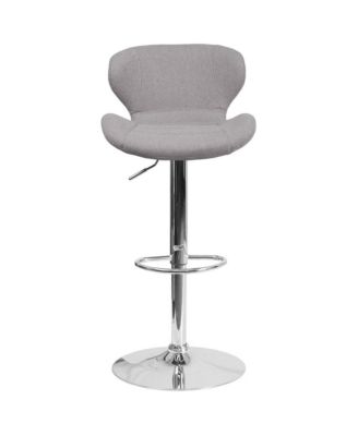 Quincy Adjustable Height Barstool Contemporary Bar Height Stool With Curved Back And Metal Base With Footrest