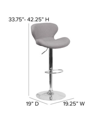 Quincy Adjustable Height Barstool Contemporary Bar Height Stool With Curved Back And Metal Base With Footrest