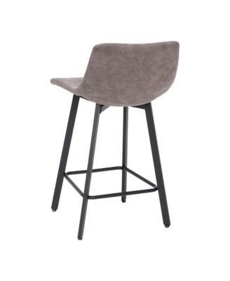 Oretha Set Of 2 Modern Upholstered Stools With Contoured, Low Back Bucket Seats And Iron Frames