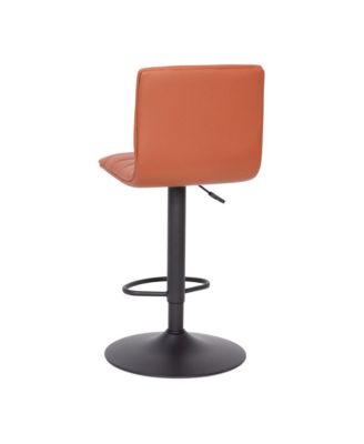 Coti Modern Channel Tufted Upholstered Height Adjustable Mid-Back Stool And Pedestal Base With Footrest