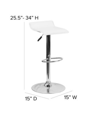 Solid Wave Seat Vinyl Adjustable Height Barstool With Chrome Base
