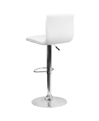 Coti Modern Channel Tufted Upholstered Height Adjustable Mid-Back Stool And Pedestal Base With Footrest