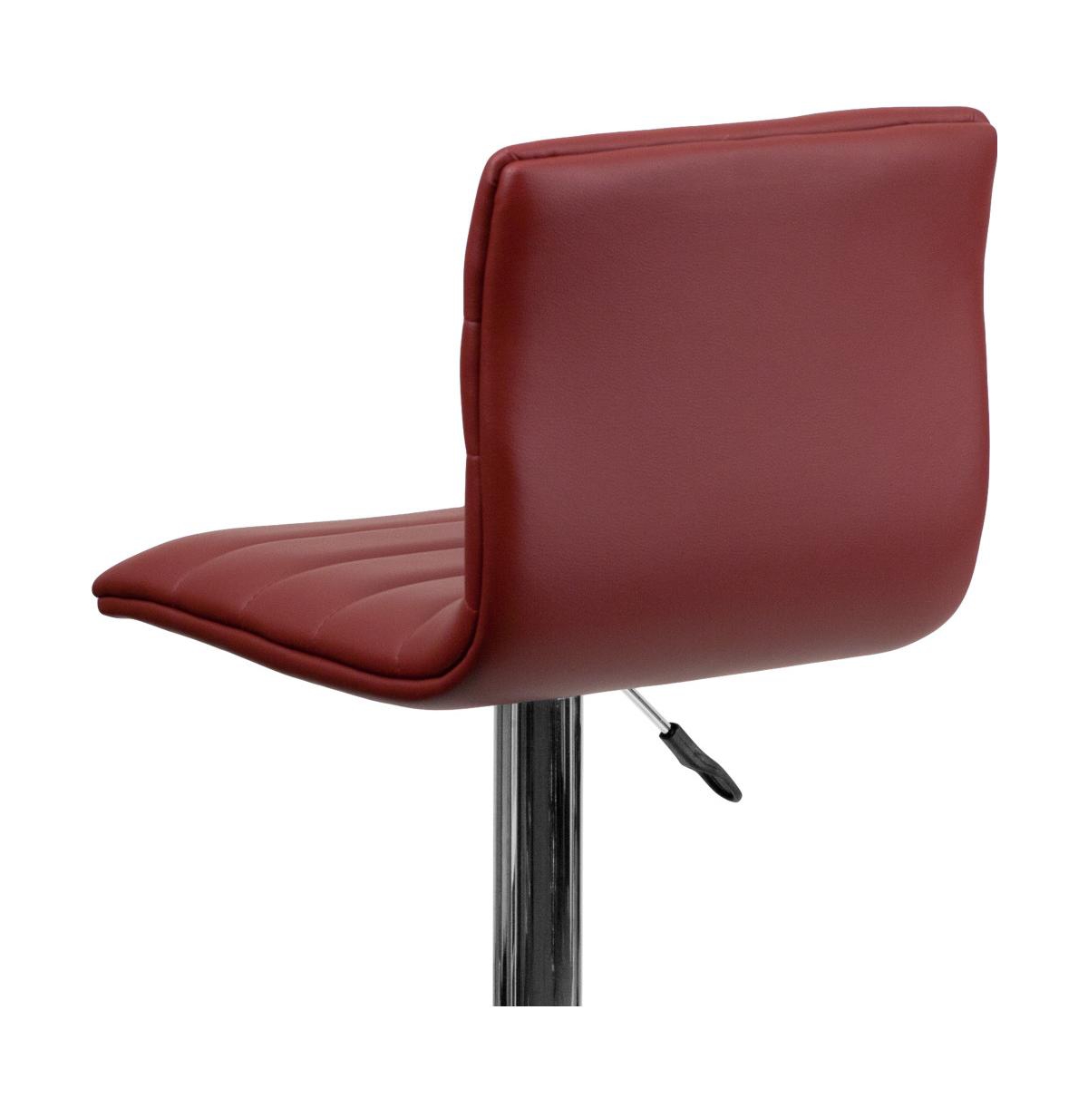 Coti Modern Channel Tufted Upholstered Height Adjustable Mid-Back Stool And Pedestal Base With Footrest