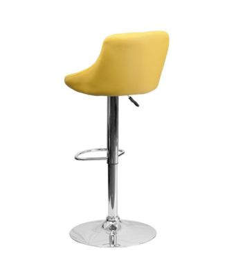 Bucket Seat Adjustable Height Barstool With Diamond Pattern Back