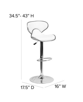 2 Pack Contemporary Cozy Mid-Back Vinyl Adjustable Height Barstool With Chrome Base