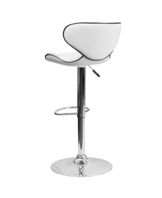 2 Pack Contemporary Cozy Mid-Back Vinyl Adjustable Height Barstool With Chrome Base
