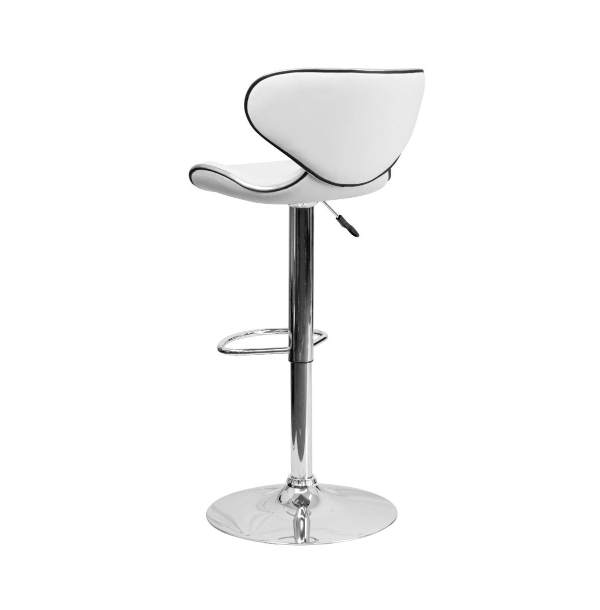 Emma+Oliver 2 Pack Contemporary Cozy Mid-Back Vinyl Adjustable Height Barstool With Chrome Base