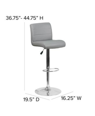 2 Pack Contemporary Vinyl Adjustable Height Barstool With Rolled Seat And Chrome Base