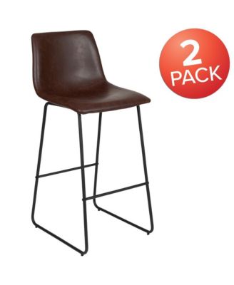 30 Inch Faux Bar Height Bucket Seat Stools, Set Of 2