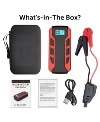 Portable Car Jump Starter: 800A Peak- 10,000mAh 6.0L Gas/3.0L Diesel