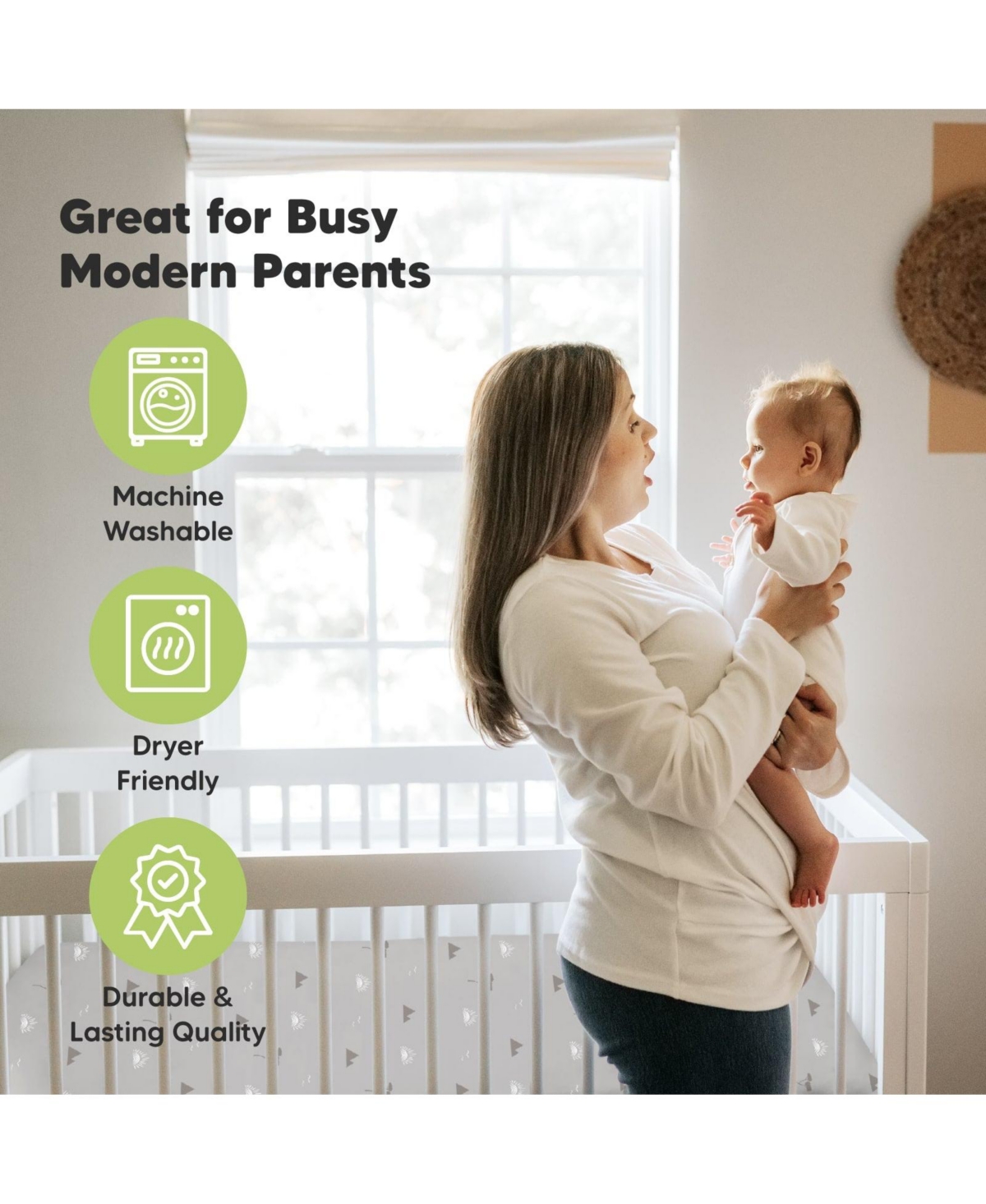 KeaBabies 2pk Soothe Fitted Crib Sheets Neutral, Organic Baby Crib Sheets, Fits Nursery Baby Mattress