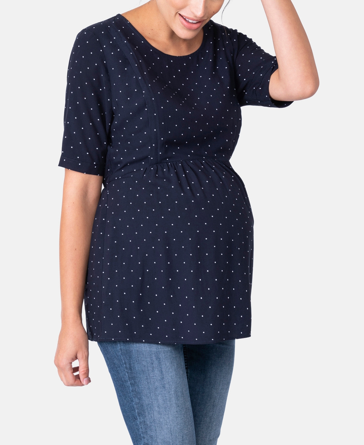 Seraphine Women'sBlue Dot Maternity Nursing Top - Navy