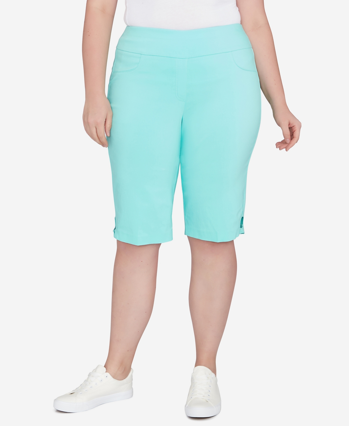 Shop Hearts Of Palm Plus Size Spring Into Action Solid Tech Stretch Skimmer Pant In Mint