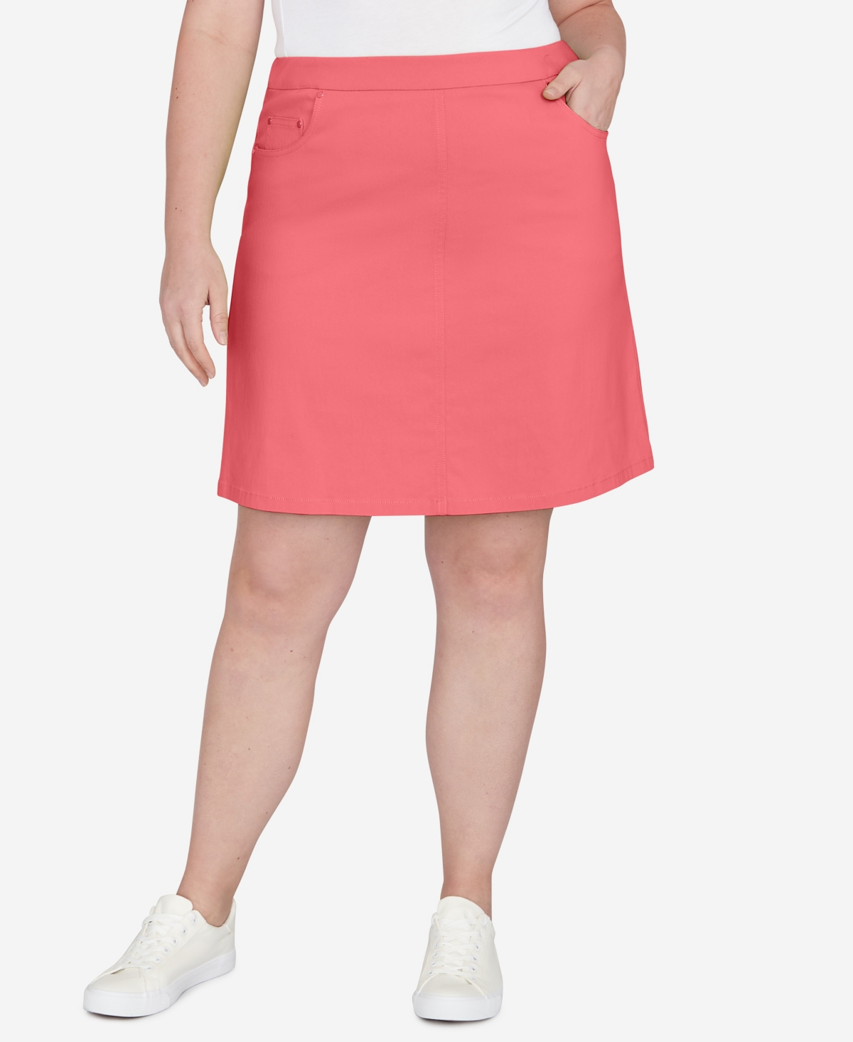 Plus Size A Touch Of Tropical Solid Skort - Rose