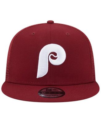 Men's Burgundy Philadelphia Phillies Cooperstown Collection Team Color Trucker 9Fifty Snapback Hat