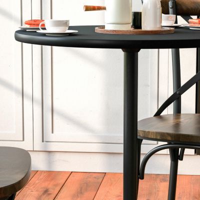 24" Round Wood Cocktail Table With 30" And 42" Columns