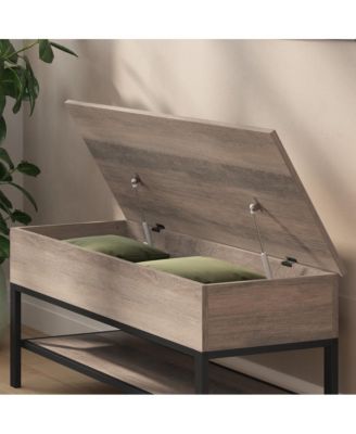 Green River Rustic Farmhouse Entryway Bench With Bottom Storage Shelf