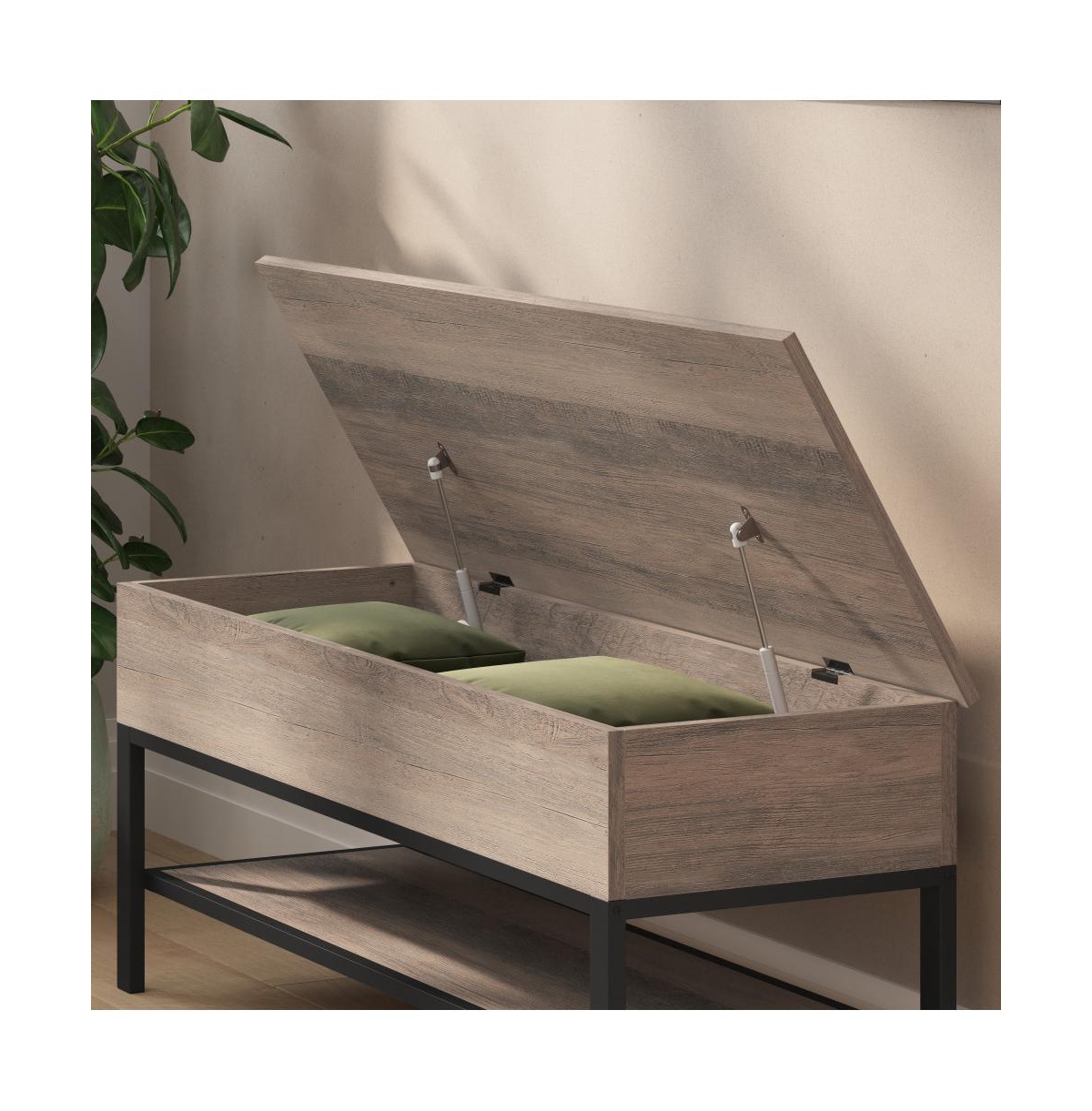 Green River Rustic Farmhouse Entryway Bench With Bottom Storage Shelf