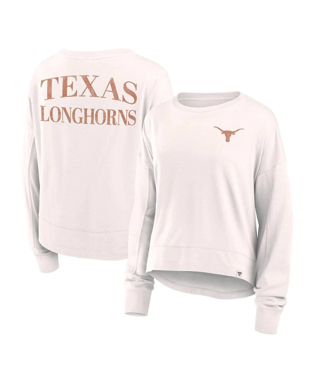 Shop Fanatics Branded Women's White Texas Longhorns Kickoff Full Back Long Sleeve T-shirt In Antiquewht