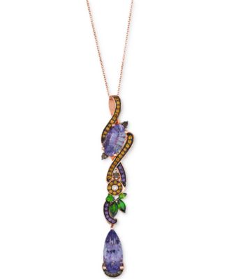 Le Vian - Multi-Gemstone Linear Cluster 18" Pendant Necklace (10-1/4 ct. t.w.) in 14k Rose Gold