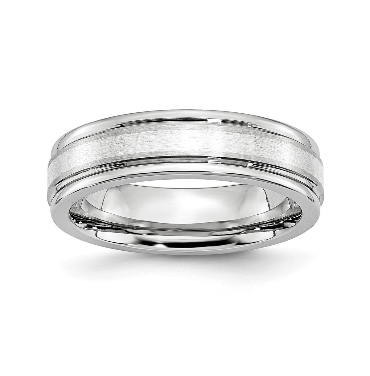 Cobalt Sterling Silver Inlay Satin Wedding Band Ring - Grey