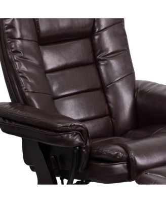 Multi-Position Recliner Ottoman Set Eucalyptus Wood Stitched Upholstery Swivel Base