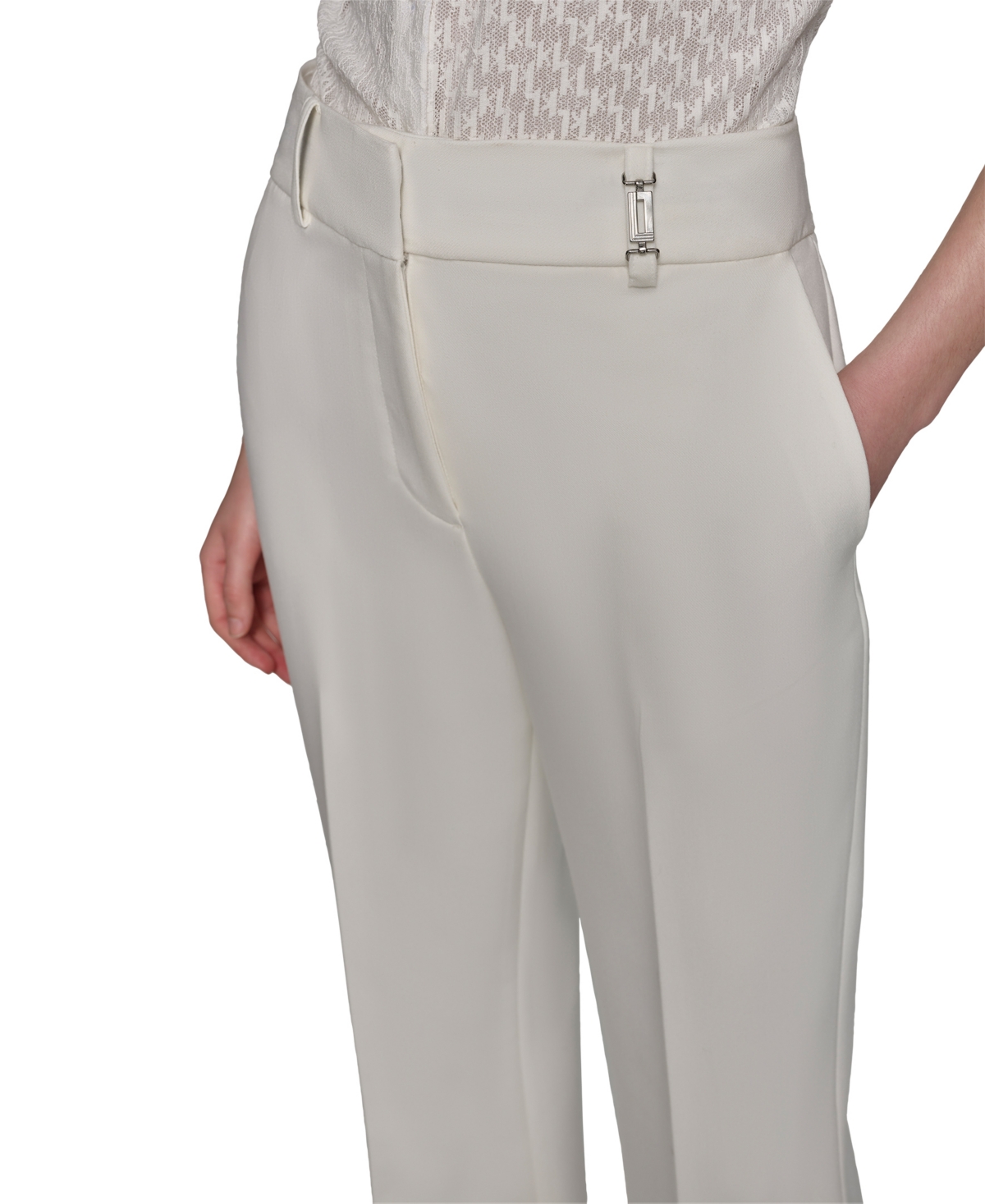 Shop Karl Lagerfeld Women's Wide-leg Trousers In Soft White