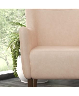 Regal Traditional Wingback Accent Chair, Upholstery And Wooden Frame And Legs