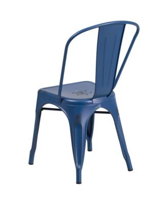 Banks Indoor/Outdoor Stacking Metal Dining Chair With Single Slat Back And Distressed Powder Coated Finish