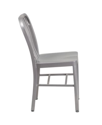 Santorini 18 Inch Galvanized Steel Indoor/Outdoor Dining Chair With Slatted Back And Powder Coated Finish