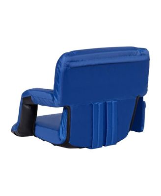 Set Of 2 Portable Stadium Chairs With Armrests, Reclining Padded Back & Seat, Lightweight Metal Frame & Backpack Straps, Storage Pockets