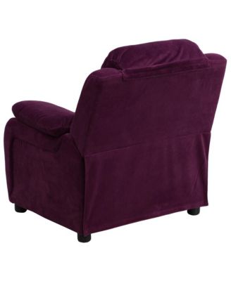 Deluxe Vinyl Padded Contemporary Kids Recliner With Storage Arms